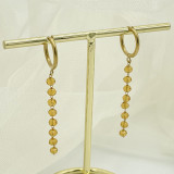1 par de pendientes colgantes chapados en oro de acero inoxidable con revestimiento geométrico de estilo sencillo