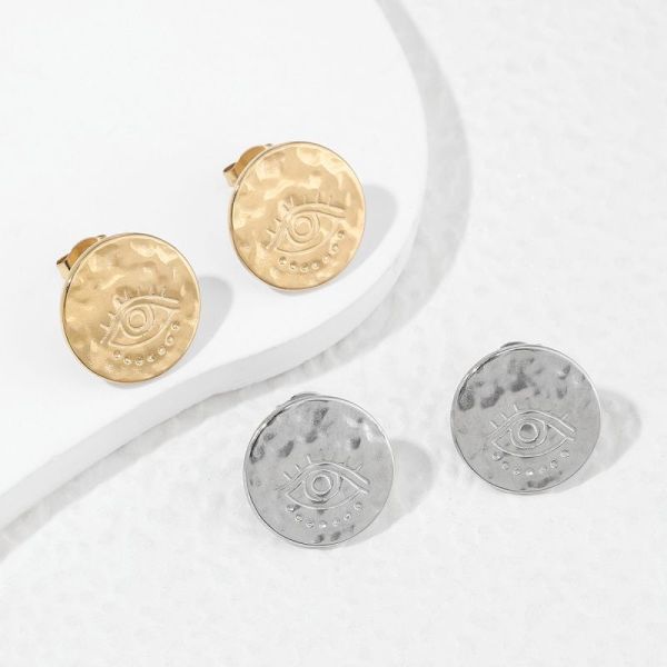 1 par de pendientes clásicos lujosos chapados en Color sólido de acero inoxidable chapados en oro de 18K