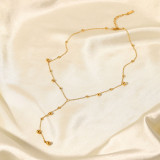 Nuevo Collar de borlas de cuentas redondas de acero inoxidable chapado en oro de 18 quilates