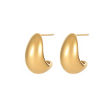 1 par de pendientes chapados en oro de acero inoxidable chapados en forma de C en forma de U de estilo sencillo y bonito