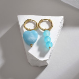 1 par de pendientes colgantes chapados en acero inoxidable con forma de corazón geométrico a la moda