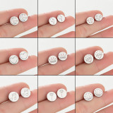 1 par de pendientes redondos de estilo Simple con forma de estrella y Luna, chapados en acero inoxidable