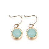 1 par de pendientes colgantes de circonita con incrustaciones de acero y titanio geométricos a la moda