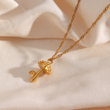 Lindo collar chapado en acero inoxidable con forma de seta