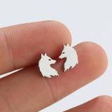 1 par de aretes de acero de titanio y lobo de estilo simple