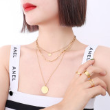 Collar de oro real de 18 quilates chapado en acero titanio con cadena de clavícula de tres capas a la moda al por mayor
