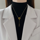 Estilo moderno Estilo clásico Color sólido Chapado en acero titanio Incrustaciones Piedras preciosas artificiales Collar con colgante chapado en oro