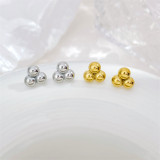 1 par de pendientes chapados en oro blanco de acero inoxidable chapado en retales de bolas de estilo Simple