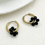 1 par de bonitos pendientes chapados en oro con perlas de imitación de acero inoxidable y flores dulces