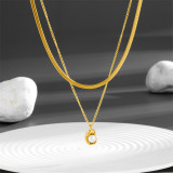 Collares en capas chapados en oro de 18 quilates con perlas artificiales con incrustaciones de acero de titanio de estilo vintage