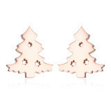 Pendientes huecos con revestimiento de acero inoxidable, alce, forma de corazón, árbol de Navidad de estilo Simple, 1 par