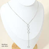 Estilo clásico retro Trébol de cuatro hojas Forma de corazón Número romano Chapado en acero inoxidable Incrustaciones de diamantes de imitación Chapado en oro rosa Chapado en oro Collar chapado en plata