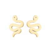 1 par de aretes chapados en acero inoxidable con forma de serpiente de estilo simple