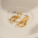 1 par de pendientes colgantes chapados en oro de 18 quilates de acero inoxidable con revestimiento irregular estilo IG