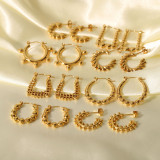 1 par de pendientes chapados en oro de 18 quilates de acero inoxidable chapado en forma de C estilo francés