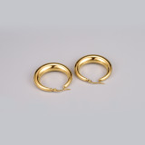 Pendientes de acero de titanio con círculo de estilo simple Pendientes de acero inoxidable chapados en oro