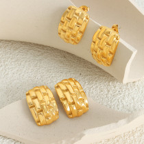 1 par de pendientes chapados en oro de 18 quilates de acero de titanio con revestimiento geométrico de estilo moderno