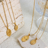 Collar chapado en oro de 18 quilates con revestimiento de acero de titanio geométrico de estilo vintage