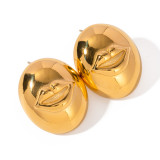 1 par de pendientes chapados en oro de 18 quilates de acero inoxidable con labios de estilo Simple estilo IG