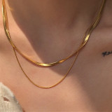 Moda Letra Chapado en acero inoxidable Collares en capas 1 pieza