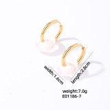 1 par de pendientes chapados en oro de acero inoxidable redondos de estilo sencillo y dulce