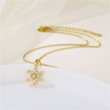 Venta al por mayor de estilo coreano en forma de corazón, flor de ojo, acero inoxidable, acero de titanio, chapado en oro de 18 quilates, collar con colgante de circón chapado en oro