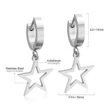 1 par de pendientes colgantes de circonita de acero de titanio con incrustaciones rectangulares con forma de corazón y estrella de estilo Simple informal