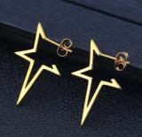 Fashion Star Pendientes colgantes con forma de estrella de acero inoxidable, 1 par