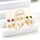 Estilo Simple Estrella Flor Mariposa Chapado En Acero Inoxidable Incrustaciones Pendientes De Circón 1 Juego