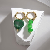 1 par de pendientes colgantes chapados en acero inoxidable con forma de corazón geométrico a la moda