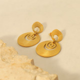 1 par de pendientes colgantes con revestimiento de acero y titanio circulares a la moda