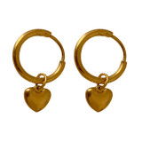 1 par de pendientes colgantes chapados en oro de 18 quilates de acero titanio con forma de corazón de estilo vintage
