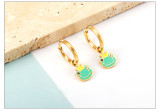 Pendientes colgantes chapados en acero inoxidable con forma de animal, 1 par