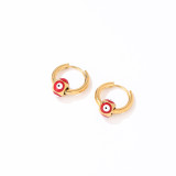 1 par de pendientes de acero inoxidable chapados en esmalte con ojo de diablo Retro Hip-Hop