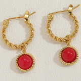 1 par de aretes de aro chapados en oro blanco chapado en oro de 14 quilates con incrustaciones redondas de hexagrama de estilo moderno con piedras preciosas artificiales de acero inoxidable