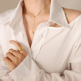 Collar De Acero De Titanio Con Colgante De Perlas De Imitación Barrocas De Moda