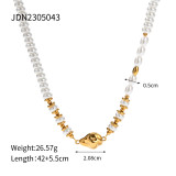 Collar chapado en oro de 18 quilates con cuentas de acero inoxidable de color sólido estilo IG