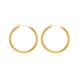 Pendientes de aro chapados en acero inoxidable de color sólido de estilo simple 1 par