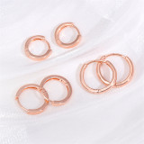 1 par de pendientes redondos chapados en oro rosa de acero inoxidable de estilo Simple Retro