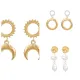 1 par lindo estilo simple estilo clásico luna chapado acero inoxidable titanio acero chapado en oro pendientes de gota