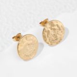 1 par de pendientes clásicos lujosos chapados en Color sólido de acero inoxidable chapados en oro de 18K