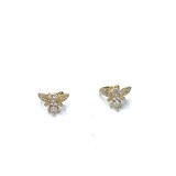 1 par de aretes de estilo vintage con incrustaciones de abeja, acero de titanio, piedras preciosas artificiales, diamantes de imitación artificiales