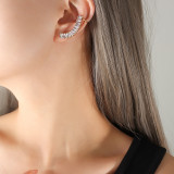 Clips de oreja de circón chapados en oro de acero de titanio geométricos de estilo simple 1 par