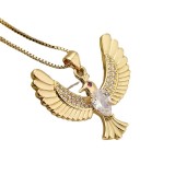 Collar de circón con incrustaciones de cobre y pájaro paloma de la paz estilo IG