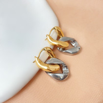 1 par de pendientes colgantes chapados en oro de acero titanio con cadena de estilo Simple estilo IG