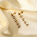 Vintage 14K chapado en oro acero inoxidable conjunto cinco pendientes redondos de borla de circón