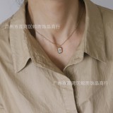 Collar De Acero De Titanio Con Estrella De Ocho Puntas De Concha Blanca Geométrica De Moda