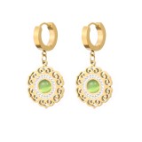 1 par de pendientes chapados en oro con piedra natural de acero inoxidable con incrustaciones redondas para mujer