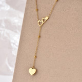 Elegante, romántico, estilo simple, forma de corazón, chapado en acero inoxidable, hueco, collar con colgante chapado en oro de 14 quilates