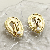 1 par de pendientes chapados en oro de acero inoxidable con revestimiento de flores de estilo francés clásico